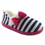 Toddler Girls Blue & White Stripe Aline Loafer Style Slippers House Shoes