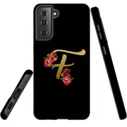 For Samsung Galaxy S21 FE Case Armour Cover, Embellished Letter F