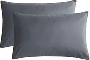 Wake In Cloud - Pair of Standard Pillowcases, 1000TC Ultra Soft Microfiber Pillow Covers, Grey, Standard Size 48x74 cm