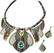 [LIFKOME] 1 Set Boho Ethnic Necklace and Earrings Set Bohemian Necklace Chunky Jewelry for Women Bohemian Earrings Chunky Necklaces for Jewelry for Women