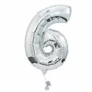 6 Shaped Number 34" Mylar Balloon, Party Decor, 1 Piece