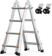 [VEVOR] Telescoping Ladder A Frame, 15.5 FT Compact Aluminum Extension Ladder, Multi-Function Portable Collapsible RV, Telescopic for Homework Stairs Indoor Outdoor Roof, 330lb Load