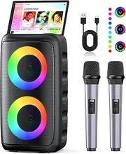 Ankuka Karaoke Machine 2 Microphones (Newest gen) | Bluetooth Speaker with Microphone | Supports TV/Smartphone/iPad/TWS/AUX/USB/FM | For Party, Home, Outdoors, Travel