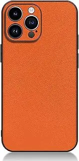 Genuine Leather Case for iPhone 16/16 Pro/16 Pro Max, All-Inclusive Lens Protection Cover Slim Minimalist Elegant Phone Case,16pro max,Orange