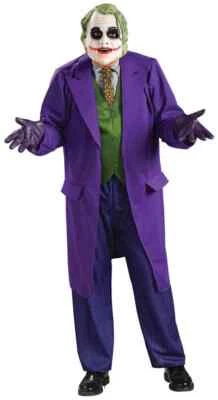 Joker Batman Dark Knight Villain Clown Fancy Dress Up Halloween Adult Costume