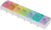 Colorful 7 Compartments Pill Organisers, One Dose Seven Days Weekly Pill Planner Case with 7 Individually Controlled Easy Push Compartments