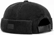 [huablo] Brimless Caps for Men Rolled Cuff Retro Beanie Hat Corduroy Brimless Cap