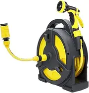Garden Water Hose Reel Garden Hose Reel, Water Hose Reel with Adjustable Spray Nozzle, Easy Rewind, Wall-Mounted and Portable Watering Storage Tool ，for Garden, Yard, Lawn(Style 1)