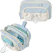 Pencil Case Big Capacity Pen Holder Large Opening Pencil Pouch Box Cute Aesthetic Drawstring Pen Case (Blueberry Blue)