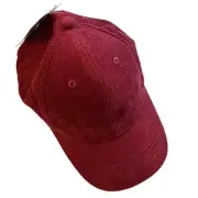 WOMEN’S TIME and TRU DARK RED/WINE CORDUROY BASEBALL CAP HAT ADJUSTABLE ONE SIZE