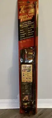 Xstream Angler Vintage Complete Fishing Kit Hook Em Fishin Pole Hooks Lures Reel