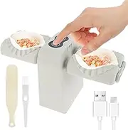 Electric Dumpling Maker, Dumpling Making Tool Non-Slip Double Head Dumpling Maker Machine 2 Modes Dumpling Maker Press Silent Automatic Dumpling Press Household Dumpling Maker Mould with Small Brush