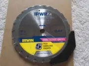 FIVE !!! Irwin 7-1/4" x 24 Tooth Carbide Tipped Saw Blades