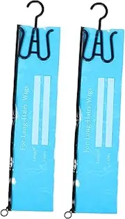 Outanaya 2pcs Wig Storage Bag Wigs Hair Extension Packaging Boxes Plastic Hair Extensions Bags Pvc Sky-blue