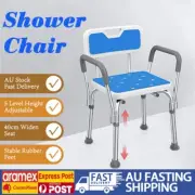 Shower Chair Bath Bench Seat Stool with Back Arms Adjustable Height with Pads