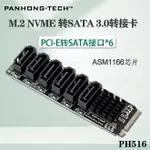 M2 MEKY PCIE3.0轉SATA6G 6口擴展NAS群暉硬碟擴容ASM1166支持PM