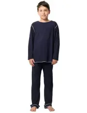 [Wanderluxe Sleepwear] Jones Tencel Modal Long Top & Long Pant in Blue