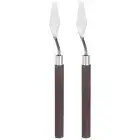 2pcs 14mm No.5 Painting Palette Knives Stainless Steel Spatula Red Wood Handle