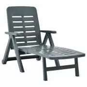 Plastic Sun Lounger Green Outdoor Patio Recliner Lounge Chair Pool Deck Sunbed