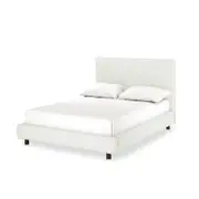 Havvan Linen Upholstered Fabric Bed Frame - Off White