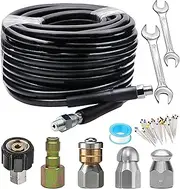 15 Meter Sewer Jetter Kit for Pressure Washer, 5800PSI Multipurpose Jetter Kit for Pressure Washer, Sewer Cleaner for Sewer, Toilet Dredging, Handling Small Debris