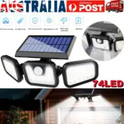 Outdoor 74 LED Solar Powered PIR Motion Sensor Wall Light Garden Security Lamp