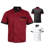 Womens Mens Chef Jacket Shirt Waiters Restaurant Kitchen Uniform Tops Outwear