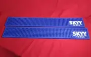 Set of Two Skyy Vodka Heavy Duty Blue Rubber Bar Rail Spill Mats - New!