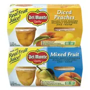 Del Monte Diced Peaches and Mixed Fruit Cups, 4 oz Cups, 16 Cups/Carton 3755 DEL