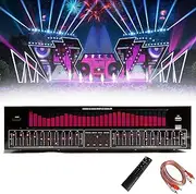 31-Band Digital Graphic Equalizer – Stereo EQ with Remote Control, Audio Cable, 12 Rhythm Modes, Auto Noise Reduction & LED Music Spectrum Analyzer for Recording Studios Pink