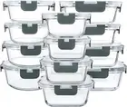 Glass Food Storage Containers 12 Pack Glass Meal Prep Containers with Snap Lock