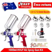 1L HVLP Air Spray Gun 3 Nozzles Auto Paint Car Primer Detail Basecoat Clearcoat