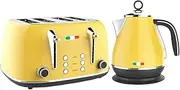 Vintage Electric Kettle and Toaster SET Combo Deal Stainless Steel Yellow