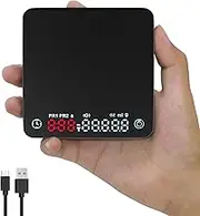 B-Qtech Mini Digital Coffee Scales with Timer,0.1g-2kg Precision Espresso Pour Over Scale 800mAh Food Cooking Scale with LED Screen Temperature Resistant Kitchen Scale