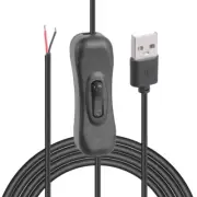 USB Male to 2 Cores Power Cable with Switches for LED Light Cooling Fan DIY
