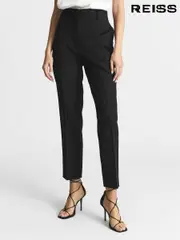 Reiss Black Haisley Petite Wool Blend Tapered Suit Trousers (M82765) | $280