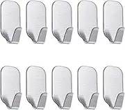 10Pcs Adhesive Heavy Duty Wall Hooks Small for Hanging Stainless Steel, No Drill Waterproof Hanger for Robe, Coat, Keys, Bags, Home Kitchen, Bathroom and Bedroom