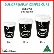 Disposable Coffee Cups 8oz 12oz 16oz Takeaway Paper Double Wall Take Away Bulk