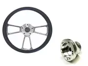 New World Motoring EZ-GO Polaris Ranger 14" Billet & Navy Blue Steering Wheel...