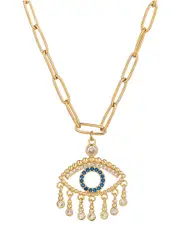 Eye Candy LA The Luxe Collection Titanium Gypsy Eye Pendant Paperclip Necklace