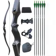 60" 40lbs Recurve Bow 6XARROW Archery Takedown Hunting Adult Shoot Target Right