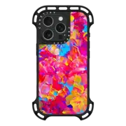 iPhone 16 Pro Ultra Bounce Case MagSafe Compatible FLORAL FANTASY - Bold Abstract Flowers Acrylic Textural Painting Neon Hot Pink Turquoise Garden Bouquet Girlie Sweet Lovely Feminine Art Painting