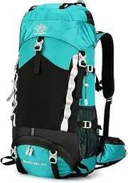 60L Waterproof Hiking Backpack Camping Travel Daypack with Rain Cover for Camping Hiking Travel Light Green