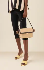 [Jacquemus] The Rond Carré Leather-Trimmed Woven Canvas Bag