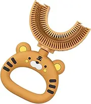 U Shaped Kids Toothbrush, Cartoon Tiger Kids Toothbrush, Soft Silicone Brush Head Toothbrush, Toothbrush Kids with Food Grade Soft Silicone Brush, Manual Whole Mouth