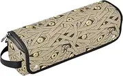 [sanluoli] 2-in-1 Curling Iron Travel Case and Heat Resistant Mat with Zipper Waterproof Portable Open Flat Travel Bag Horror Mummy Zombie All Saints' Day Happy Halloween