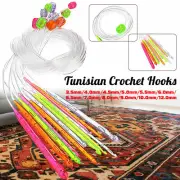 12pcs Colourful Plastic TUNISIAN AFGHAN Crochet Hook Knit Needles Set 3.5-12mm