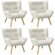 Oikiture 4x Armchair Accent Chairs Sherpa White
