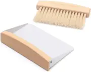 Mini Dustpan and Brush Set Small Dust Pan and Brush Set Made of Metal and Wood H
