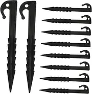 CHICAMPERA 10pcs Durable Plastic Tent Pegs for Outdoor Use Multi Use Ground Stakes for Tents Canopies Tarps for Camping and Beach Activities Safe and Convenient Design